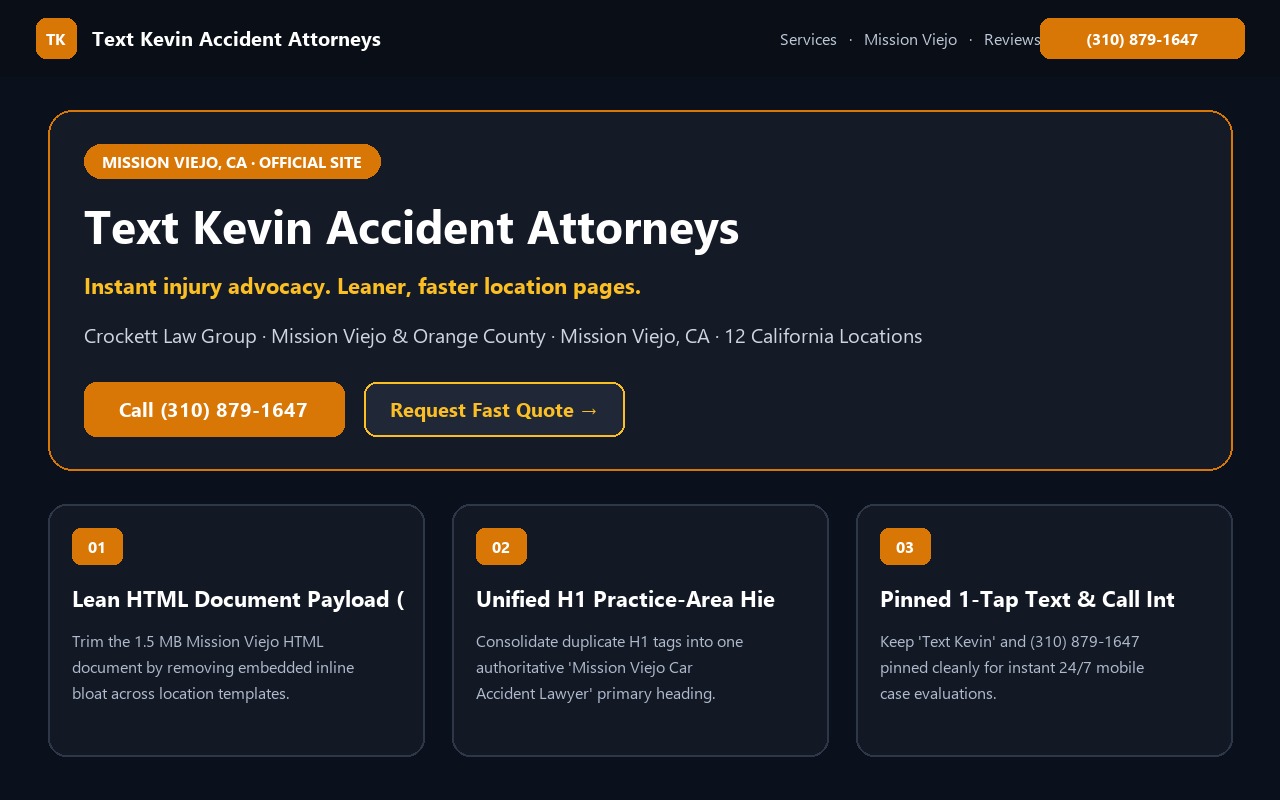 Proposed Text Kevin Accident Attorneys homepage preview